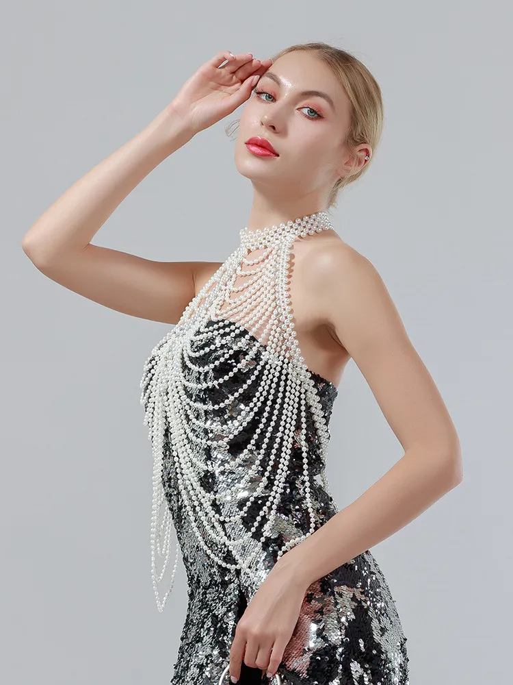 Sexy Pearl Bra Shawl Fashion Body Chains