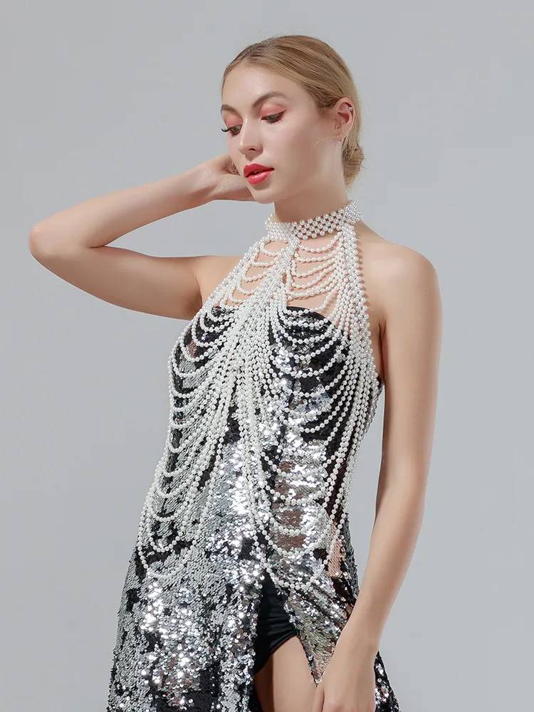 Sexy Pearl Bra Shawl Fashion Body Chains