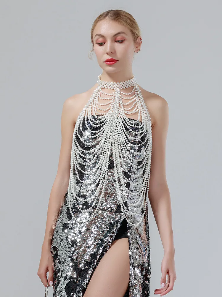 Sexy Pearl Bra Shawl Fashion Body Chains