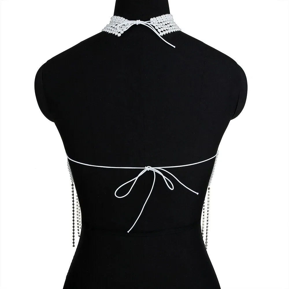 Sexy Pearl Decor Tassel Bra Chain