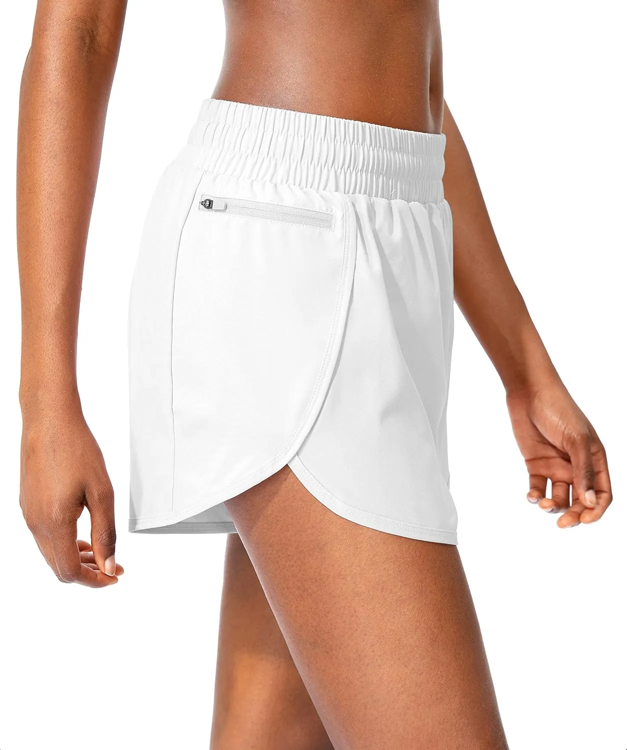 Soothfeel Womens Running Shorts with Zipper Pockets High Waisted Athletic Gym Workout Shorts for Women with Liner