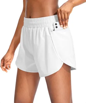 Soothfeel Womens Running Shorts with Zipper Pockets High Waisted Athletic Gym Workout Shorts for Women with Liner