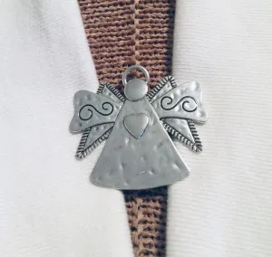 Sweater Clips Silver Angel Sweater Clip Vintage Cardigan Scarf Clips Minimalist Shawl Clasps Gift Gifts for Her by Fabulici