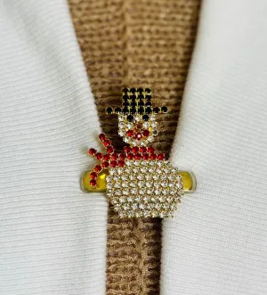 Sweater Clips Snowman Cardigan Clasp Rhinestones Vintage Sweater Clip Jewelry Gift for her Cloak Clasp Gifts for Her by Fabulici