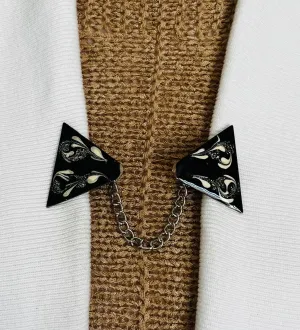 Sweater Clips Vintage Sweater Clip Geometric Clasp Chain Cardigan Clip Kimono Closure Guard Cinch Clip Birthday Gift for Mom Gift for Her