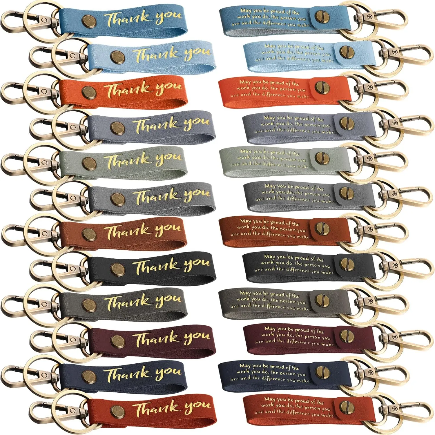 Unittype 12 Pcs Fathers Day PU Leather Thank You Key Chains Gifts Bulk Inspirational Appreciation Gift Motivational Quote Keyrings with Lobster Clasp Loop for Men Church Members Coworker Volunteer