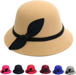 Women Winter Warm Bucket Hat Cloche Hats for Women Vintage Bowler Cap Floral Fedora Bucket Caps (Red, One Size)