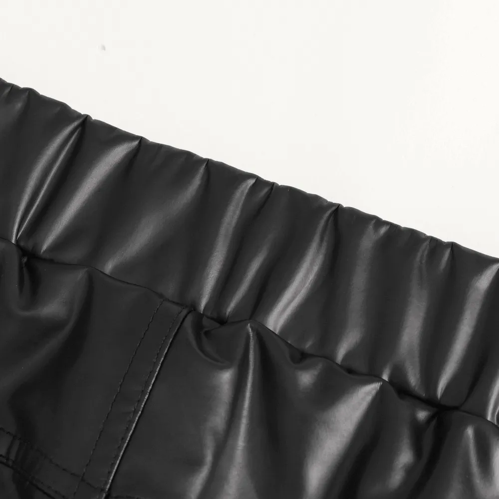 Women's Punk Slim Faux Leather Pants with Chains