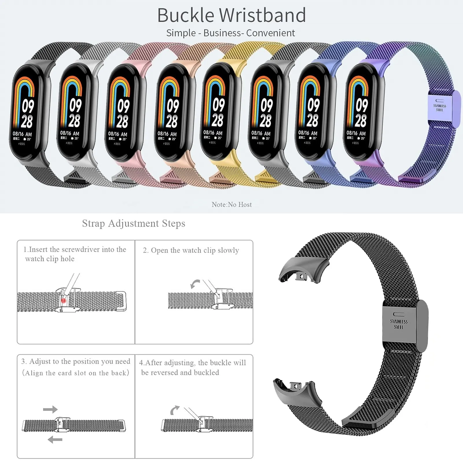 Xiaomi Mi Band 8 Milanese Strap with Adjustable Buckle  | Rose Gold