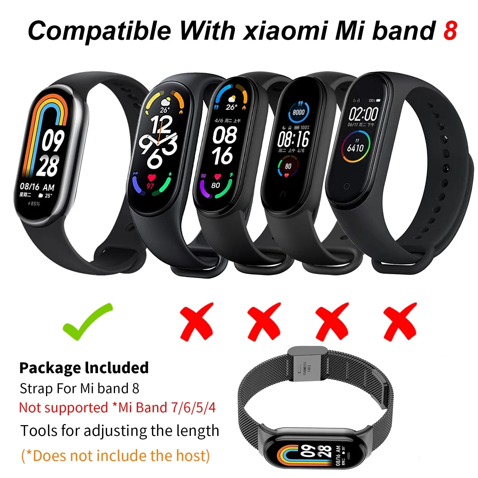 Xiaomi Mi Band 8 Milanese Strap with Adjustable Buckle  | Rose Gold