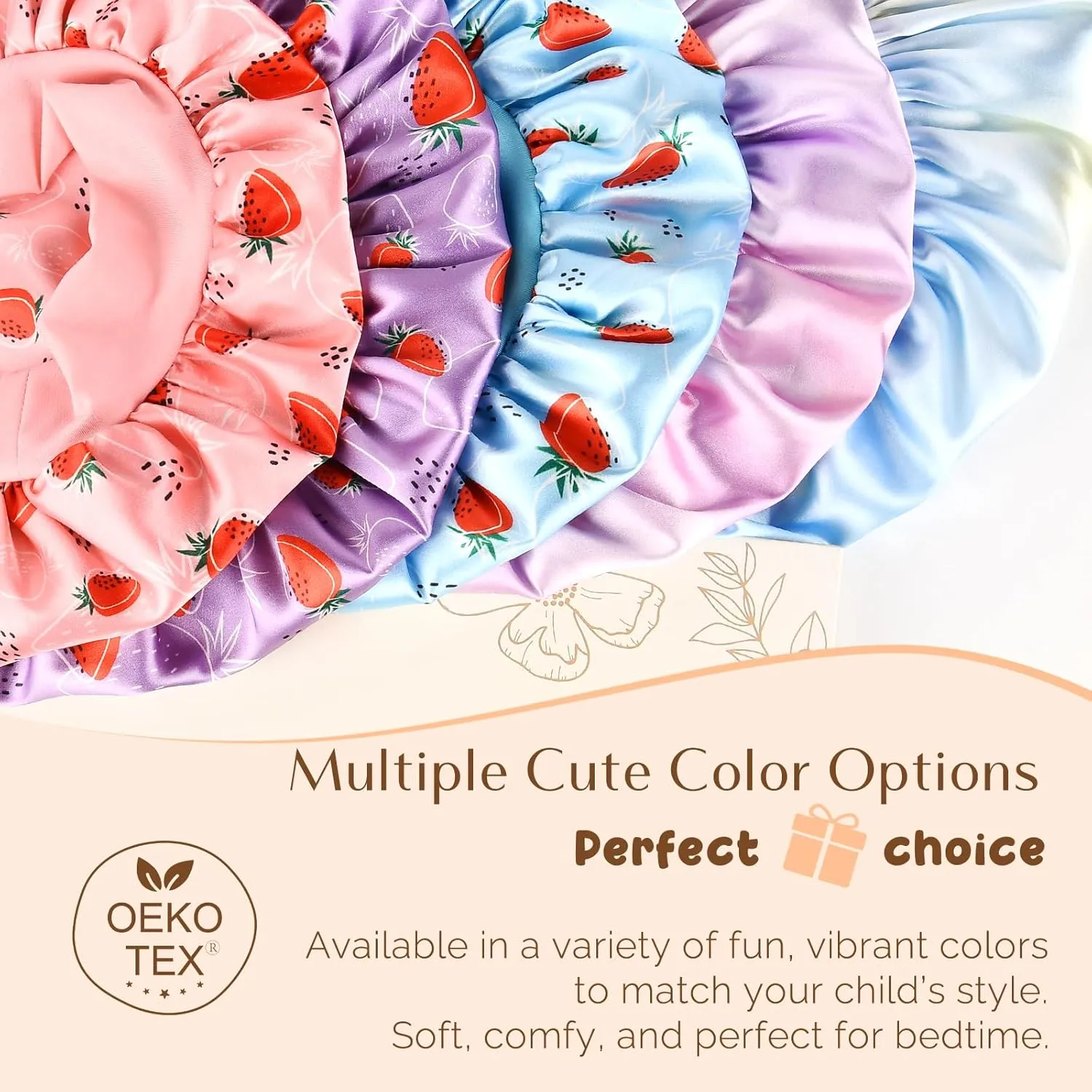YANIBEST 2 Pcs Baby Satin Bonnet for Sleeping Kids Double Layer Sleeping Caps for Toddler Silk Bonnet Elastic Wide Band