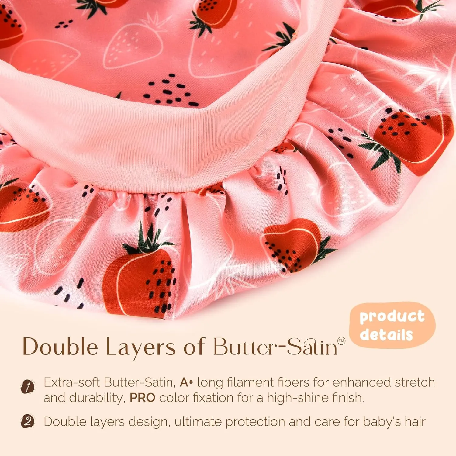 YANIBEST 2 Pcs Baby Satin Bonnet for Sleeping Kids Double Layer Sleeping Caps for Toddler Silk Bonnet Elastic Wide Band